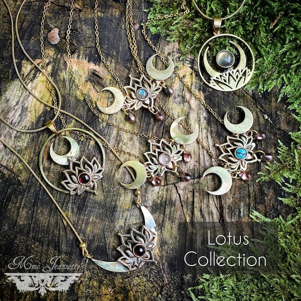 Collection de colliers Lotus et Pierres Fines - Bijoux Bohème, féerique, elfique, lithothérapie