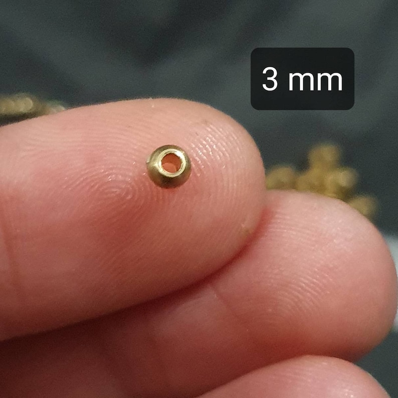 Perles gros trou en Laiton brut, 1 mm, 2 mm, 2,5 mm, 3mm, 4 mm, 5 mm et 6 mm Fourniture pour Micro-macramé Perles non teintées image 6