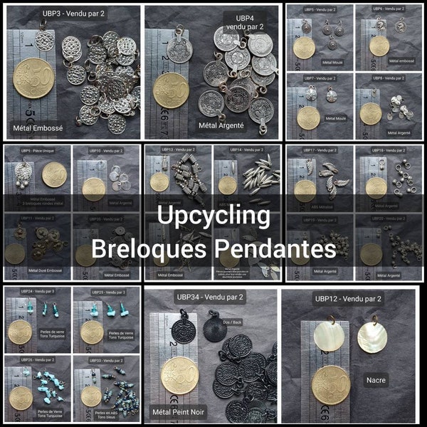 Breloques pendantes pour colliers - Upcycling - Apprêts ethniques, Bohème de recyclage