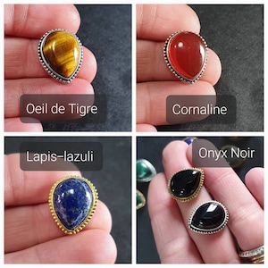 Cabochons Gouttes avec rainure pour Micro-macramé Améthyste, Cornaline, Malachite, Onyx Noir, Oeil de Tigre, Quartz rose & Labradorite image 6