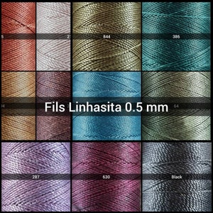 Linhasita Threads 0.5 mm - Gold 0.35 mm - Waxed Polyester Threads for Micro-macrame