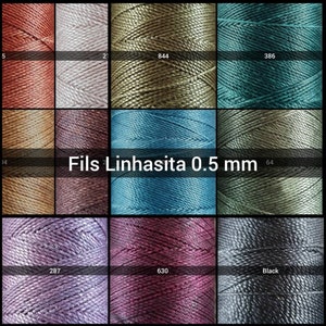 Linhasita thread 0.5 mm - Gold 0.35 mm - Waxed polyester thread for Micro-macramé