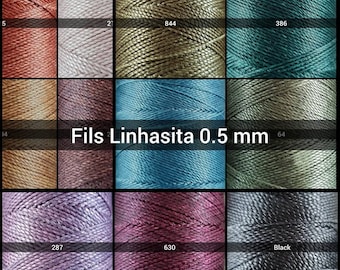 Linhasita 0.5 mm thread - Gold 0.35 mm - Waxed polyester threads for micro-macrame