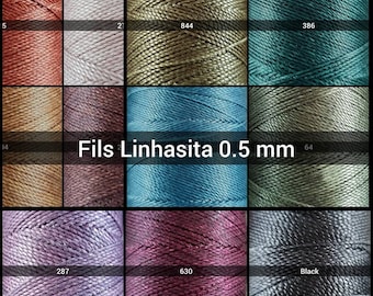 Linhasita thread 0.5 mm - Gold 0.35 mm - Waxed polyester thread for Micro-macramé