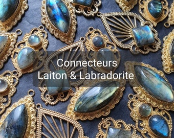 Connecteurs Ethniques - Laiton & Labradorite - Fourniture pour Micro-macramé