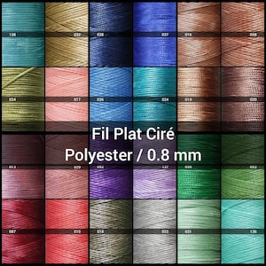 Flat waxed threads 0.8 mm x 0.3 mm - 150d - Waxed polyester threads for Micro-macramé or leather sewing