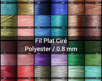 Flat waxed threads 0.8 mm x 0.3 mm - 150d - Waxed polyester threads for micro-macrame or leather sewing