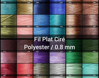 Fils cirés plats 0,8 mm x 0,3 mm - 150d - Fils polyester cirés pour Micro-macramé ou couture de cuir