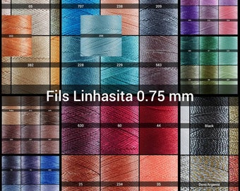 Fils Linhasita 0,75 mm - Doré et Argenté 1,2 mm - Fils polyester cirés pour Micro-macramé