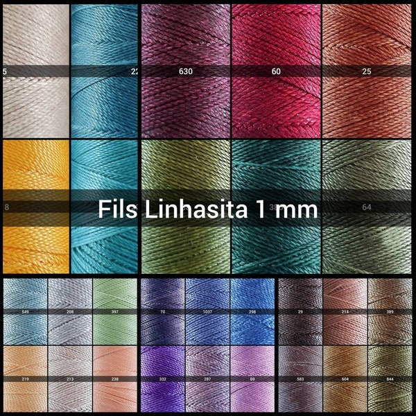 Fils Linhasita 1 mm - Doré et Argenté 1,2 mm - Fils polyester ronds et cirés pour Micro-macramé