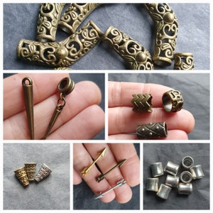 Large hole fancy beads - Tube beads for cord - Supply for Micro-macramé