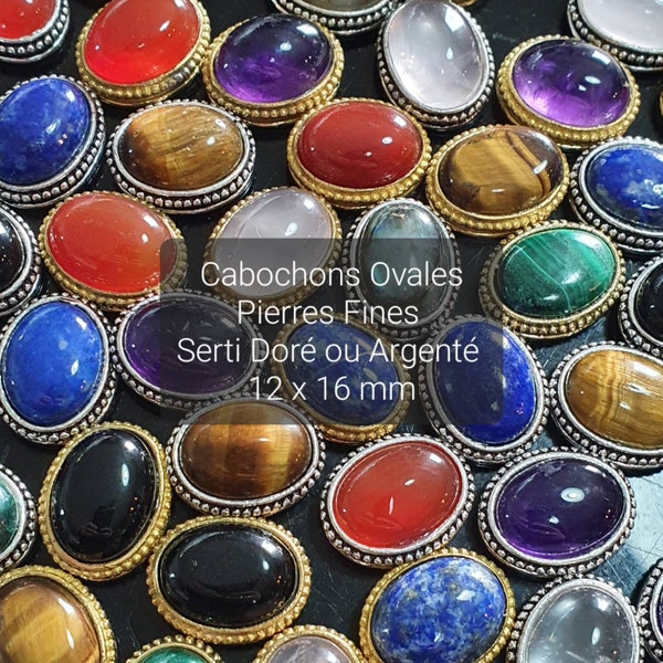 Grooved Oval Cabochons - Micro-macrame - Labradorite, Tiger's Eye, Amethyst, Carnelian, Lapis-lazuli, Pink Quartz, Malachite, Black Onyx