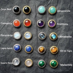 Cabochons 10 mm rainurés Micro-macramé Labradorite, Oeil de tigre, Améthyste, Cornaline, Lapis-lazuli, Quartz rose, Malachite, Onyx noir image 2