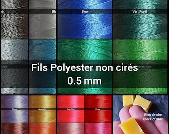 Fils Polyester non cirés de 0,5 mm - Fils de type C-lon - Pour Micro-macramé, perlage et broderie