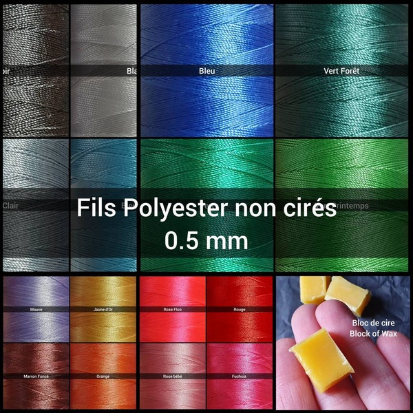 Fils Polyester non cirés de 0,5 mm - Fils de type C-lon - Pour Micro-macramé, perlage et broderie