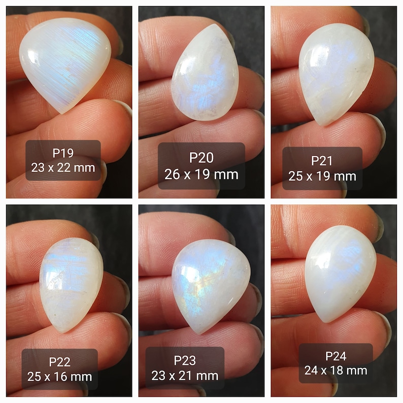 Cabochons Péristérite / Labradorite blanche Cabochons pierres fines blanches avec reflets bleus glacés irisés Cabochons à sertir image 5