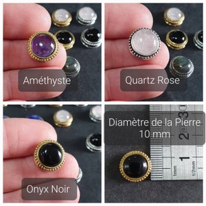 Cabochons 10 mm rainurés Micro-macramé Labradorite, Oeil de tigre, Améthyste, Cornaline, Lapis-lazuli, Quartz rose, Malachite, Onyx noir image 3