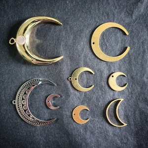 Maanhangerconnectoren van verguld messing en roestvrij staal - Micro-macramé en sieradenbenodigdheden - Wicca-bedels