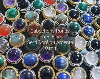 Cabochon scanalati da 10 mm - Micro-macramé - Labradorite, Occhio di tigre, Ametista, Corniola, Lapislazzuli, Quarzo rosa, Malachite, Onice nero