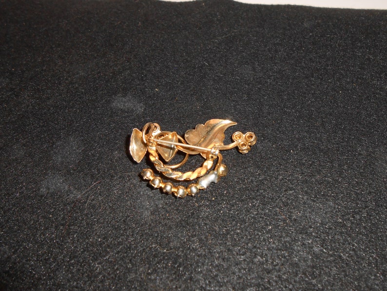 Vintage Weiss Style Golden Blue and white Rhinestone Brooch or pin