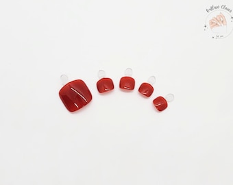 Merry Berry - Cream Gel One Color Simple Pedicure Kit - Press On Toenail Kit