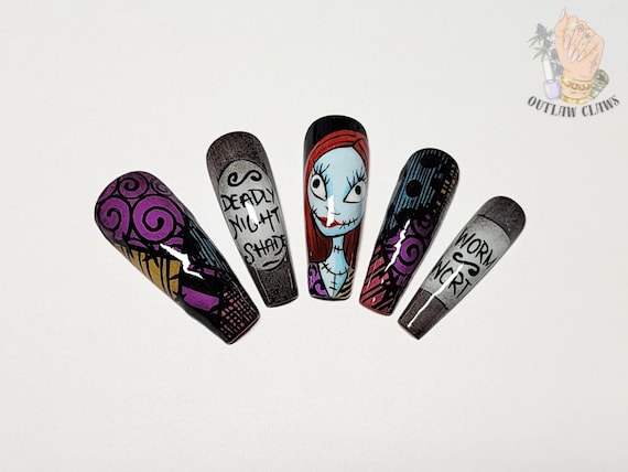 Sally - Nightmare Before Christmas Themed Press On Nails