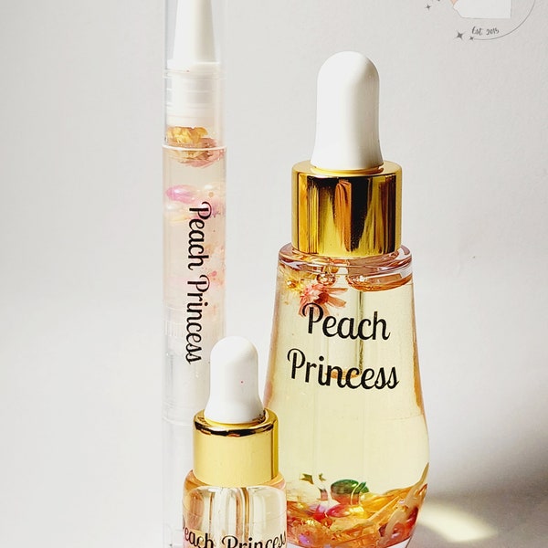 Peach Princess Scented Cuticle Oil | Nourishing Sweet Almond Jojoba Vitamin E Oil | Cute Kawaii Nail Care | Real Flowers | Cuticle Oil Pen