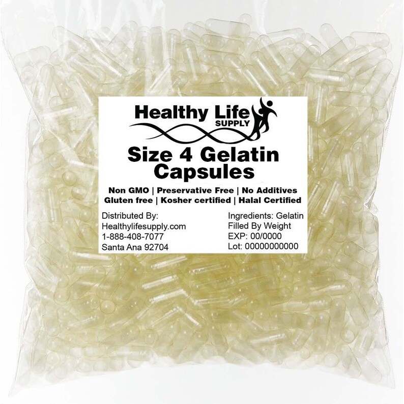 Size 4 Empty Gelatin Capsules Non GMO Kosher and Halal Etsy