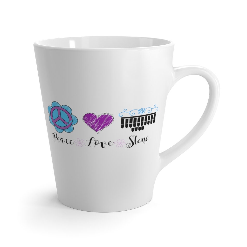 Peace Love Steno Latte Mug Steno Mug Steno Gifts Steno | Etsy