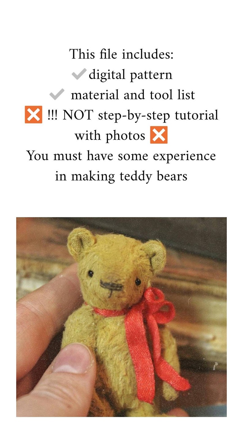 Tiny Teddy Bear Pattern Tiny Bear Sewing Pattern Miniature | Etsy