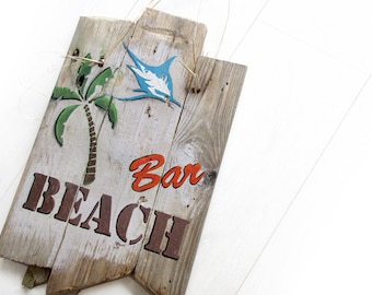 Holzschild „Beach Bar“ aus Treibholz, shabby