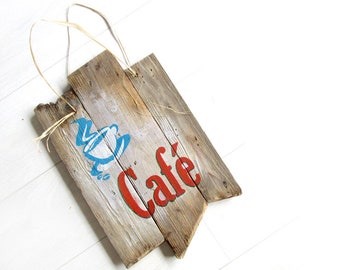 Holzschild „Café“ aus Treibholz, shabby