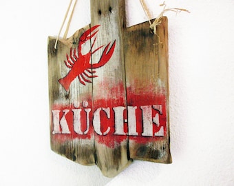 Holzschild "Küche" aus Treibholz, shabby