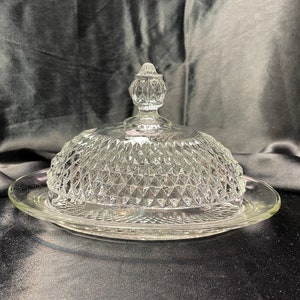 Pressed Glass Oval Covered Dish - Indiana - c. 1960s
