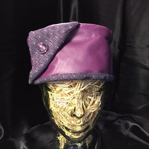 Purple leather hat Clearance