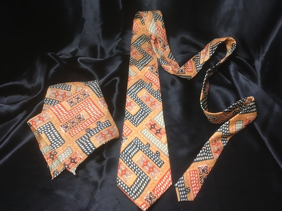 Silk Tie and Pocket Square - c. 1990 - image 1