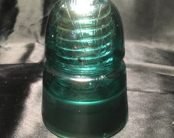 Co Electric Insulator Beehive Aqua Blue Green Glass Antique H.G 