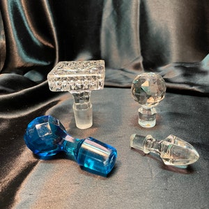 Pressed Glass Decanter or Perfume Stoppers - mid 20th C.