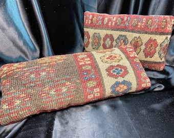 Two Oriental Rug Pillows from a Late 19th C. South Caucasian Fragment