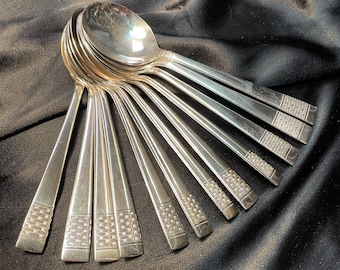 Silverplate, 4 Soup Spoons, 7 Teaspoons Victor S Co. Randolph