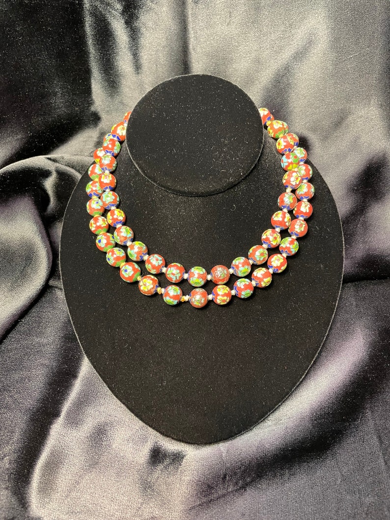 Cloisonne' Bead Necklace Mid 20th C. Etsy
