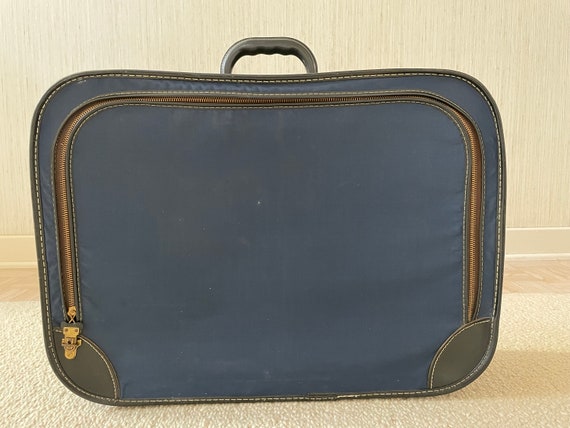 Soft Side Cloth Suitcase - 1950s - image 1