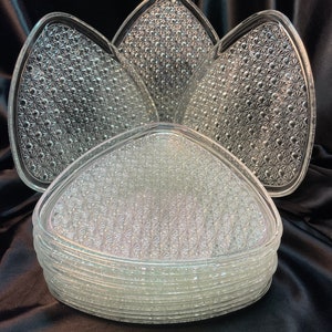 Daisy and Button Pressed Glass Snack Plates - Anchor Hocking - c. 1960s