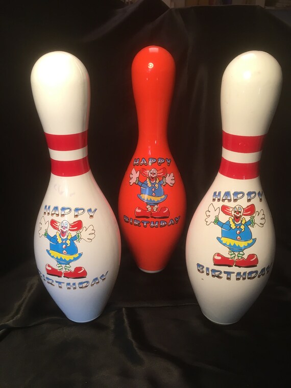 Clown Happy Birthday Bowling Pins C. 1980's Etsy