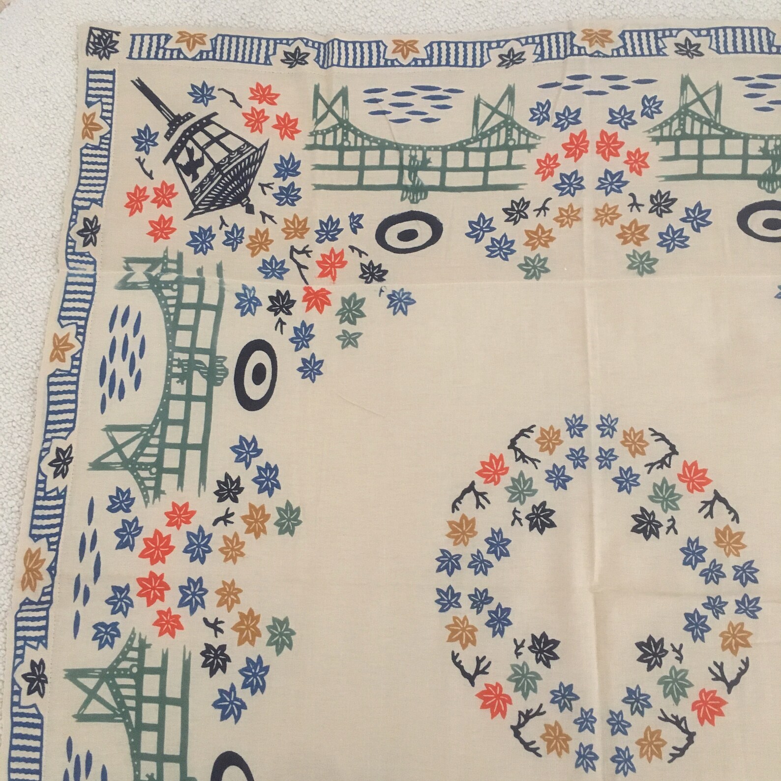 Block Printed Tablecloth and Napkins MCM Etsy