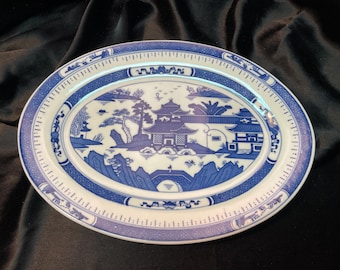 1940's Homer Laughlin J 41 N 6 Blue Willow Platter 11 1/2 X 8 1/2
