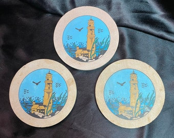 Trio of Lighthouse Coasters - Late 20th C.