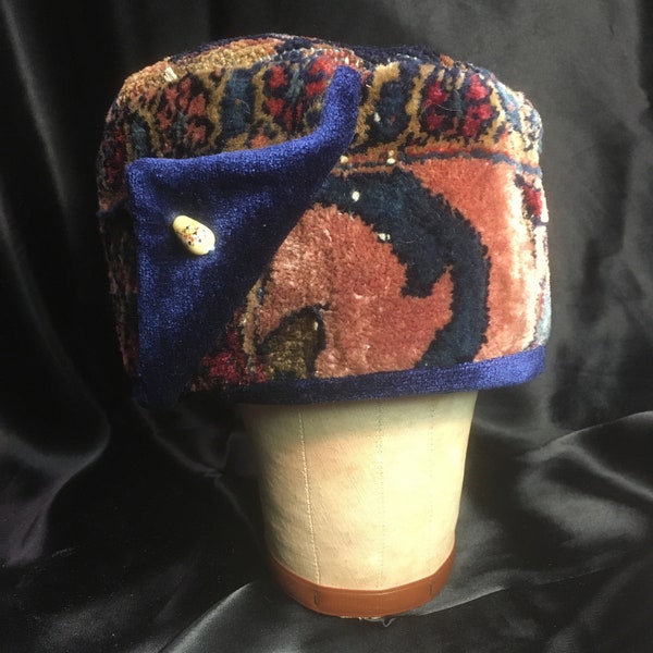 Oriental Rug Hat from an Early 20th C. Sarouk - SMALLISH-MEDIUM