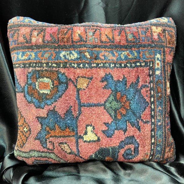 Hamadan Oriental Rug Pillow from an early 20th c. Fragment