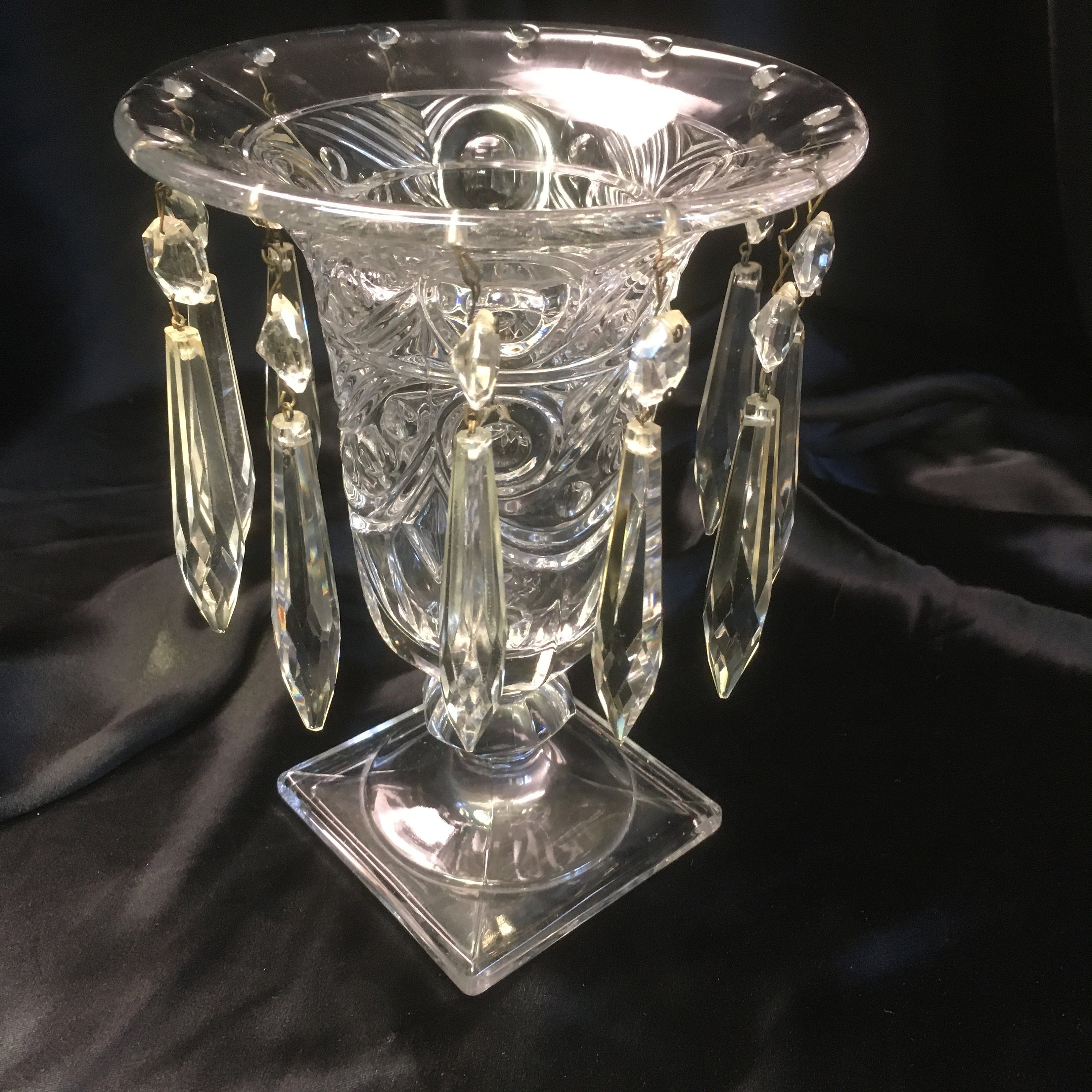Victorian Mantle Vase with Crystal Pendants Mid to Late 19th Etsy